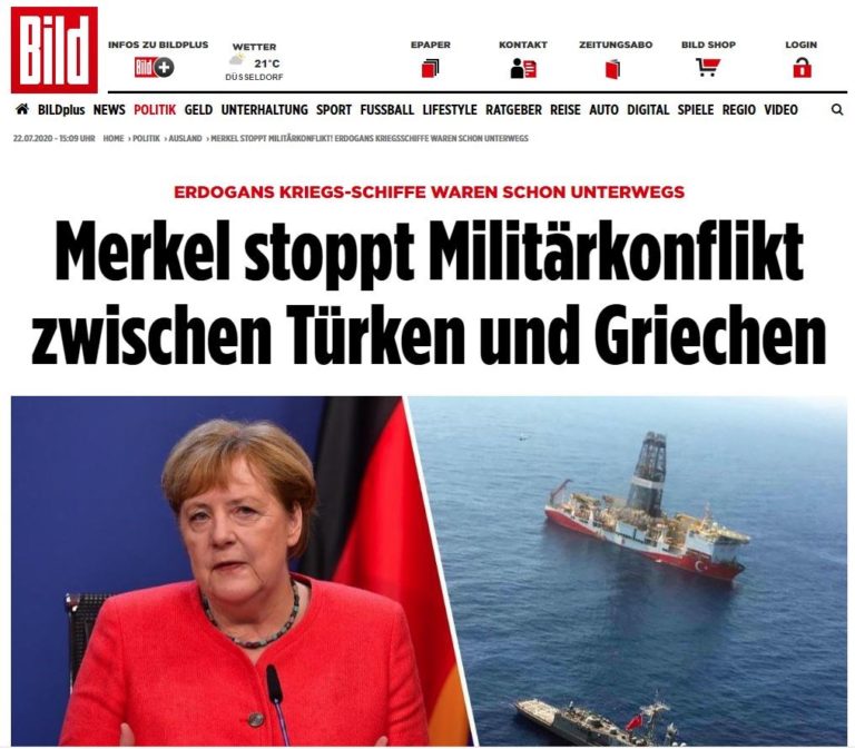 Γερμανικό δημοσίευμα από Bild: Η Μέρκελ σταμάτησε στρατιωτική εμπλοκή μεταξύ Ελλάδας - Τουρκίας